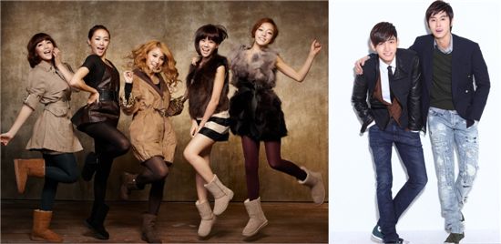 Girl group KARA (left) and TVXQ [BEARPAW/SM Entertainment]