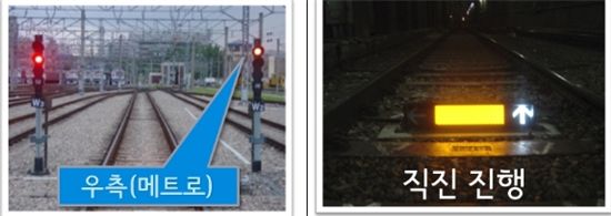 현재 지하철 신호등(좌)과 이번에 도입되는 궤도밀착형 신호등(우) / 서울시
