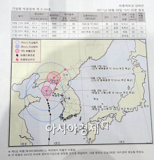 [포토] 태풍 '메아리' 이동 경로는?