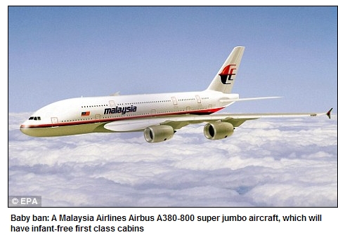말레이시아 항공, 퍼스트 클래스에 '아기 탑승 금지'