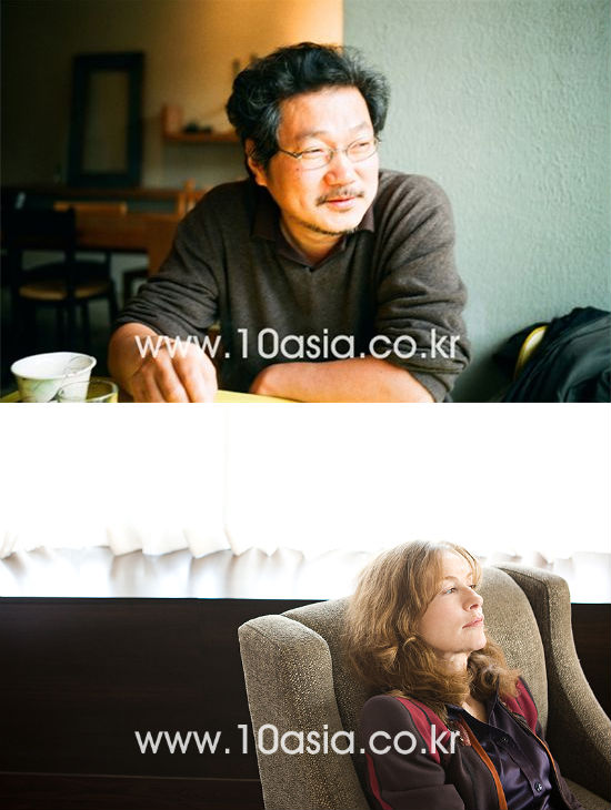 Director Hong Sang-soo (top) and actress Isabelle Huppert [10Asia]