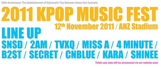 Lineup of 2011 KPOP Music Fest in Australia [JK Entertainment's official website]