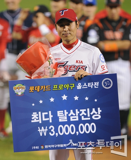 [포토] 최다 탈삼진상 수상한 KIA 윤석민