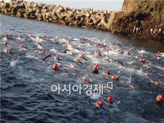 [8.15-독도 르포]세계에 독도 알리는 '철인3종 경기' 열려