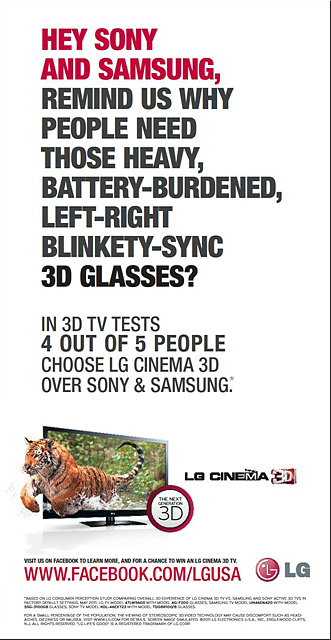 LG전자, "삼성·소니 덤벼"..3D TV 마케팅 총공세 
