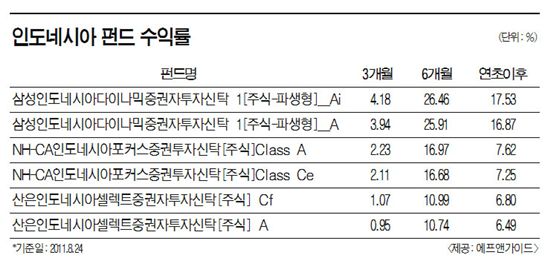 인도네시아 펀드 폭락장 속 '독야청청'