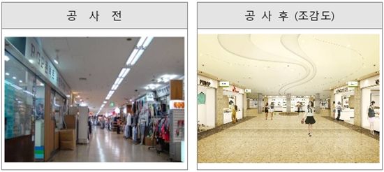 영등포역 지하도상가 리모델링 전.후 이미지