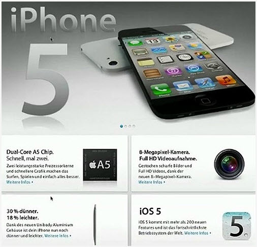 △인터넷 상에 올라온 아이폰5 예상이미지. 아이폰5는 초슬림형으로 iOS5 운영체제를 장착하는 것으로 전해지고 있다.