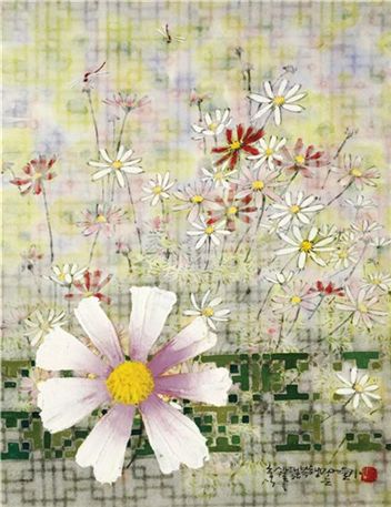 시월 스무날을 위한 사랑, 67.5×70㎝ 한지에 수묵담채, 2004.