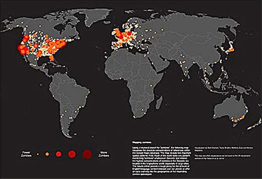 세계 좀비 지도 공개, 한눈에 보는 세계의 '좀비족?' 