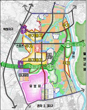 대전 도안지구 2단계 사업지 주변 땅 용도별 배치도. 