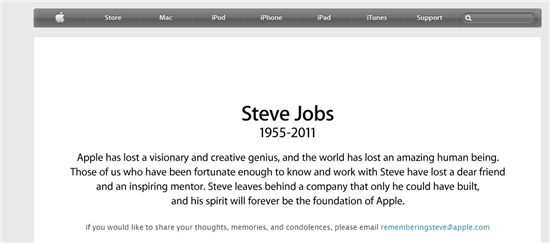 스티브 잡스 사망, 애플 이사회 성명(2보)