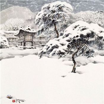 섣달의 외출, 48x48cm 화선지에 수묵 담채, 2006
