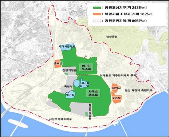남산과 한강 잇는 '서울 용산공원'..1조2000억원 규모