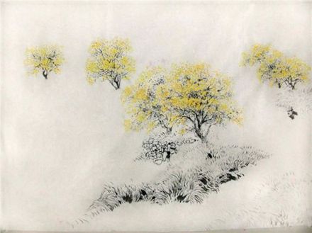 아름다운 나들이, 78×70cm 화선지에 수묵 담채, 2002
