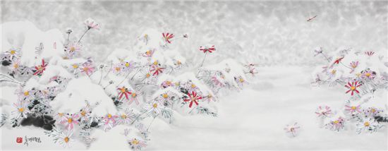 봄을 보다, 83×33cm 화선지에 수묵 담채, 2009
