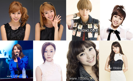 New cast of "Invicible Youth" (from top left to right) Girls' Generation Sunny, Hyoyeon, f(x)'s Amber, Jewelry's Ye-won, KARA's Ji-young, Rainbow's Woori, SISTAR's Bora and miss A's Suzy [SM Entertainment, 10Asia, Star Empire Entertainment]