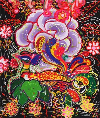 빛-Sonido 그리고 봉황(Light-Sonido and the Phoenix), 53×45.5cm mixed media, 2011
