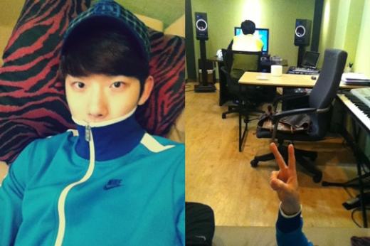 2AM member Jo Kwon in the recording studio [Jo Kwon's official Twitter account]