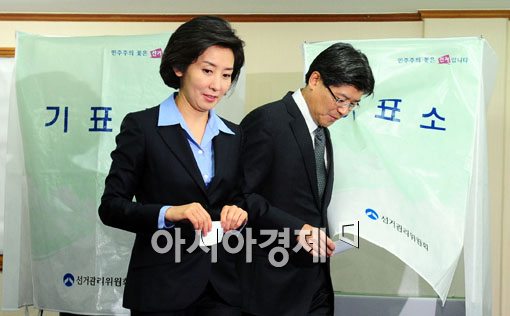 [포토] 투표 마친 나경원·김재호 부부