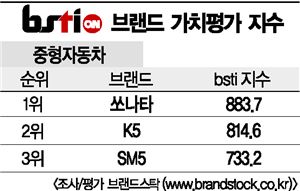 [그래픽뉴스]쏘나타, 중형차 브랜드 1위