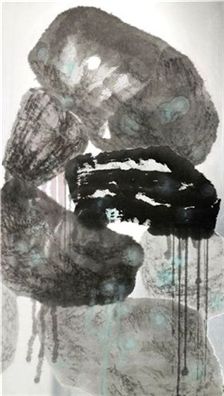 Untitled, ink and paper on aluminum plate, (60x162cm)x2pieces
