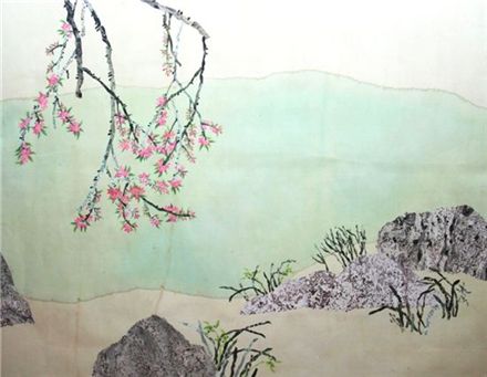 Zhuangzi' Garden, chinese ink, collage and acrylic on paper, 172x132cm, 2011
