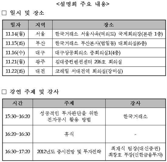 거래소, 일반투자자 대상 '공시이해 설명회' 개최