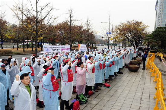 [포토]외환銀 노조 '론스타 징벌매각' 촉구 집회