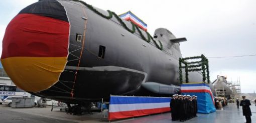 독일 키엘조선소에서 건조돼 진수준비중인 잠수함