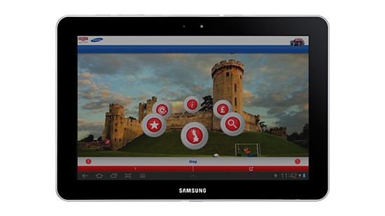 갤럭시 탭에서 런던올림픽 관련 영국 관광 정보 등 유익한 콘텐츠를 담은 '베스트 오브 브리튼 (Best of Britain)' 앱을 실행한 사진.
