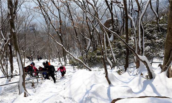 오르고 또 오르니 발 아래 수묵화로다