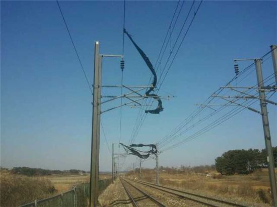 농사용 폐비닐로 KTX 운행 멈춰