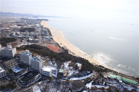 하늘에서 내려다 본 대천해수욕장 전경.