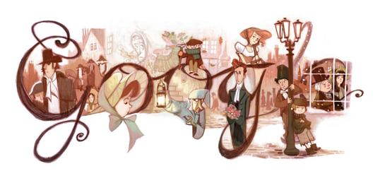 ▲지난 7일 게재된 영국 소설가 찰스 디킨스의 200주년 탄생을 기념하는 '구글 로고'