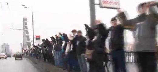 러시아 대선 D-7, 푸틴 재집권 반대 '인간띠 시위'