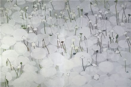 자연-관계성, 200x296cm 한지 색지 먹, 2011 
