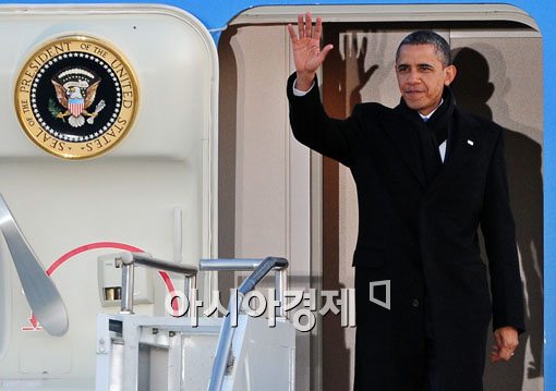 [포토] 한국에 도착한 오바마 미 대통령