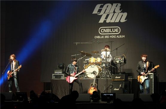 CNBLUE at their showcase for their 3rd mini-album "EAR FUN" held in Seoul, South Korea on March 26, 2012. [FNC Music]
