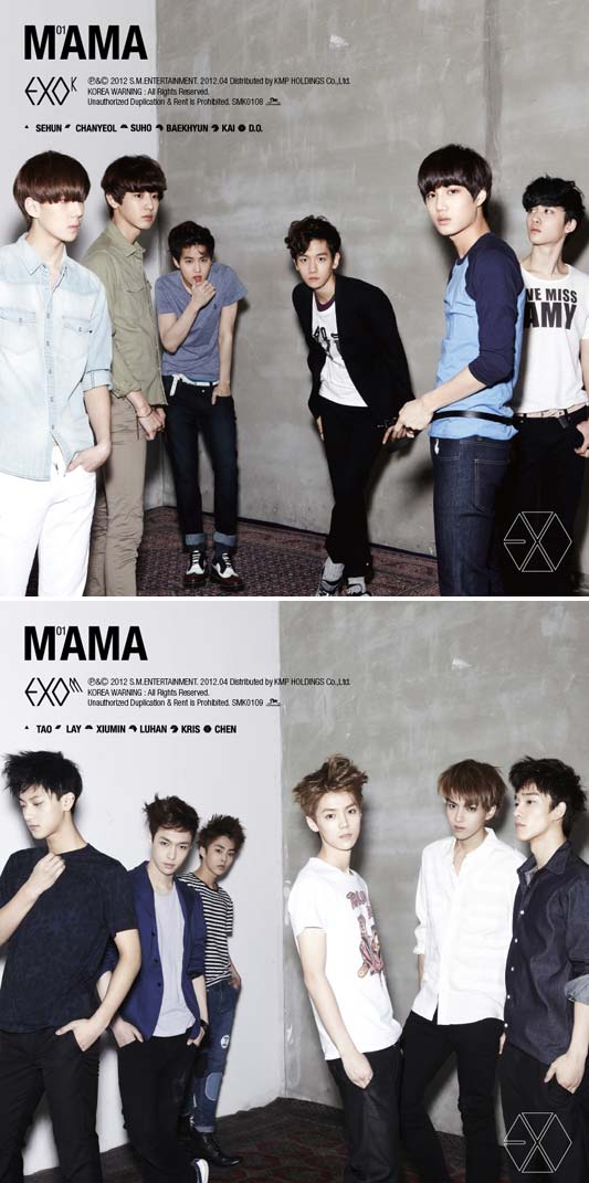 EXO-K (top) and EXO-M (bottom) [SM Entertainment]
