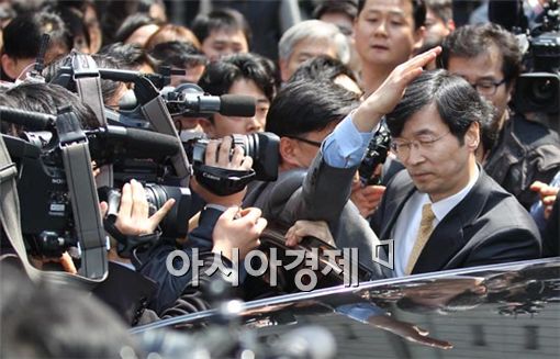 [포토] 곽노현, 머리 조심