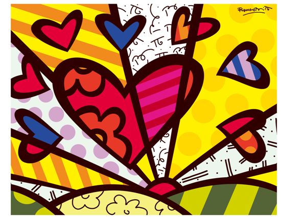 ▲다양한 하트의 향연을 통해 사랑과 행복을 표현한 브리토의 대표작품 'A New Day'.