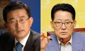 이한구(왼쪽) 새누리당 원내대표와 박지원 민주통합당 원내대표