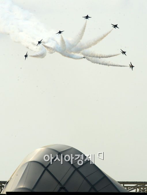 [포토] 여수엑스포 개장 축하비행하는 블랙이글스
