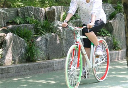 베네통픽시는 일반자전거의 프리휠과 기어가 뒷바퀴에 고정된 픽시형 2가지 모두를 즐길 수 있다. <사진제공= 알톤스포츠>