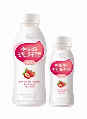 ▲건국유업에서 새롭게 출시한 '제대로 만든 진한 요구르트-딸기'