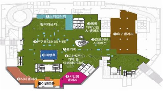서울시는 신청사 지하 1층에 시민플라자, 각종 갤러리, 도란도란카페, 태평홀 등이 들어선다고 14일 발표했다.  