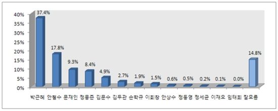 대선 양자대결 박근혜 49%-안철수 44%