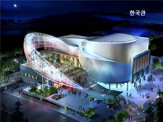 여수엑스포박람회장 안에 있는 한국관 야경