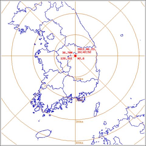 오후 4시 44분께 경북 문경서 규모 2.6 지진 발생 